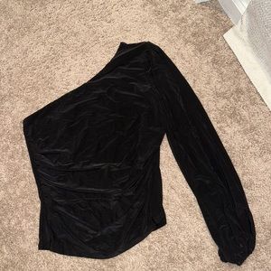 One Shoulder Ruched Bubble Sleeve Top